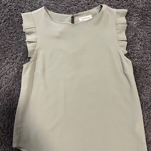 Monteau Green Ruffled Blouse